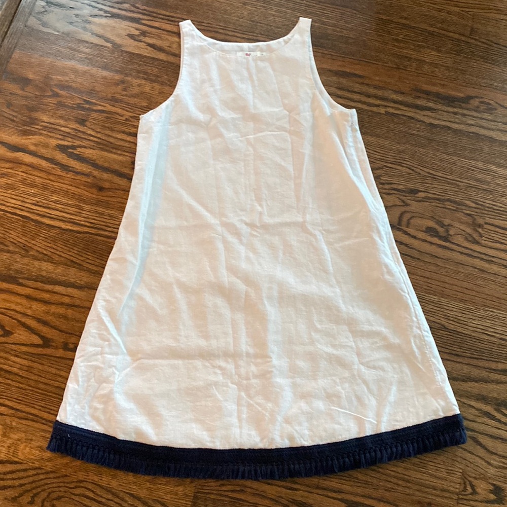 Vineyard Vines white cotton dress with navy trim Womens size 6